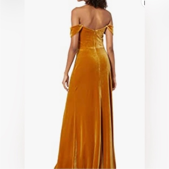Jenny Yoo Gold Velvet Maxi Dress - Picture 5 of 12